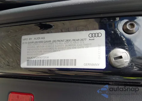 2019 Audi A6 55 Premium z USA, uszkodzony, nr VIN WAUK2AF28KN072536